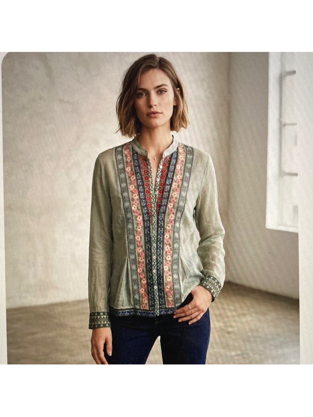 Johnny Was Kabuki Embroidered Blouse